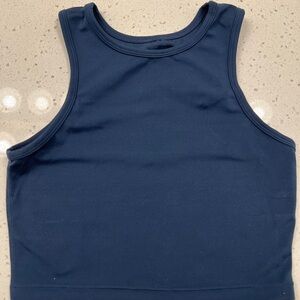 Navy Blue Sleeveless Crop Workout Tank
